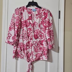 CeCe Pink Floral Women's Blouse
